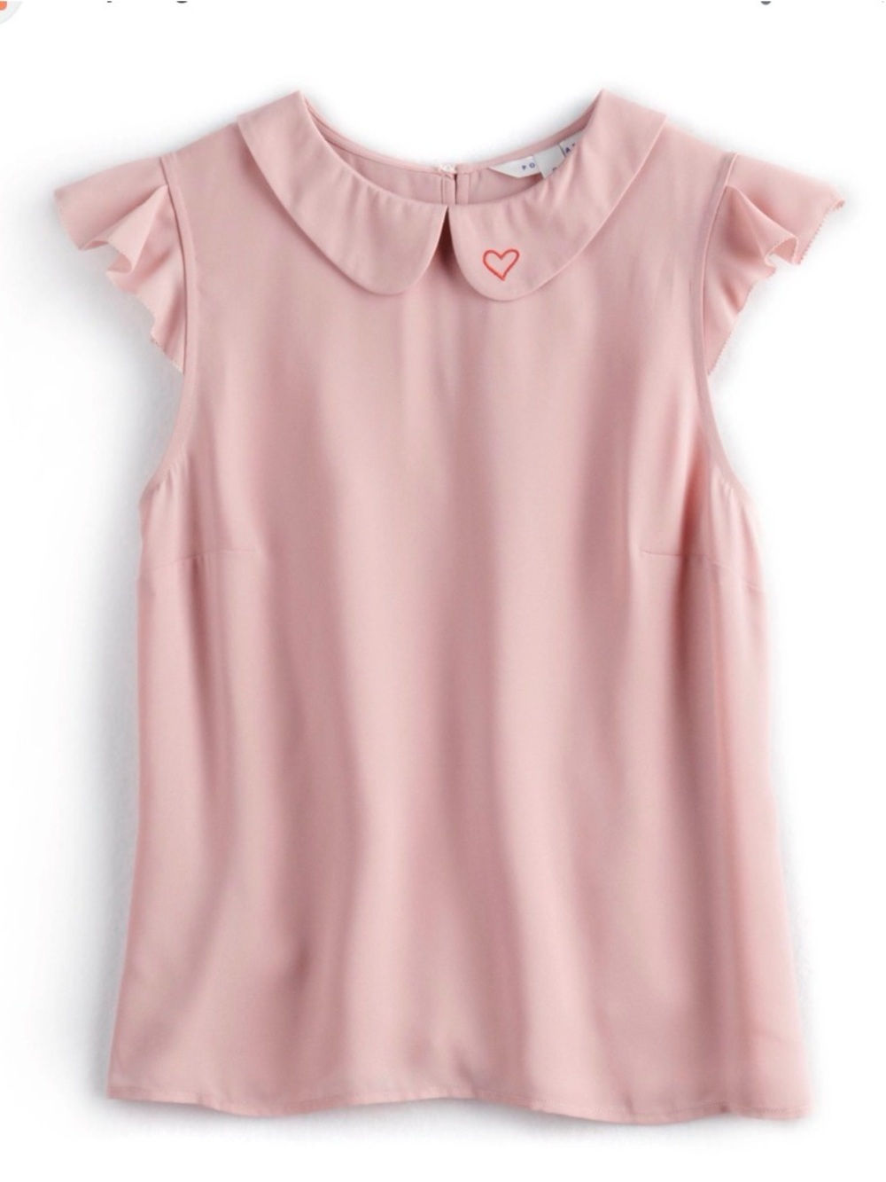 Pink Peter Pan Collar Flutter Sleeve Blouse